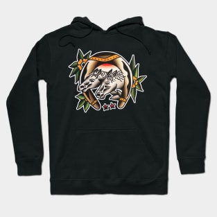 Horses with Horseshoe Tattoo Design Hoodie